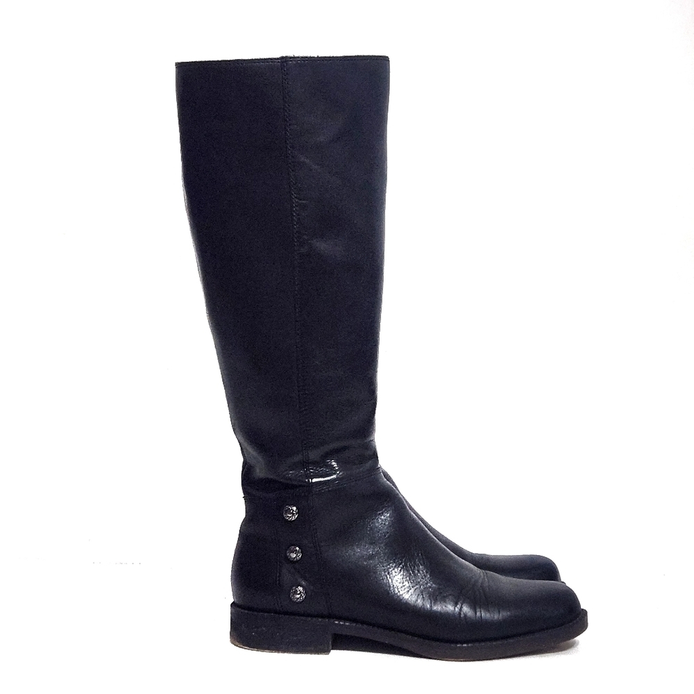 Franco Sarto Cranford2 Leather Riding Black Knee High Boots